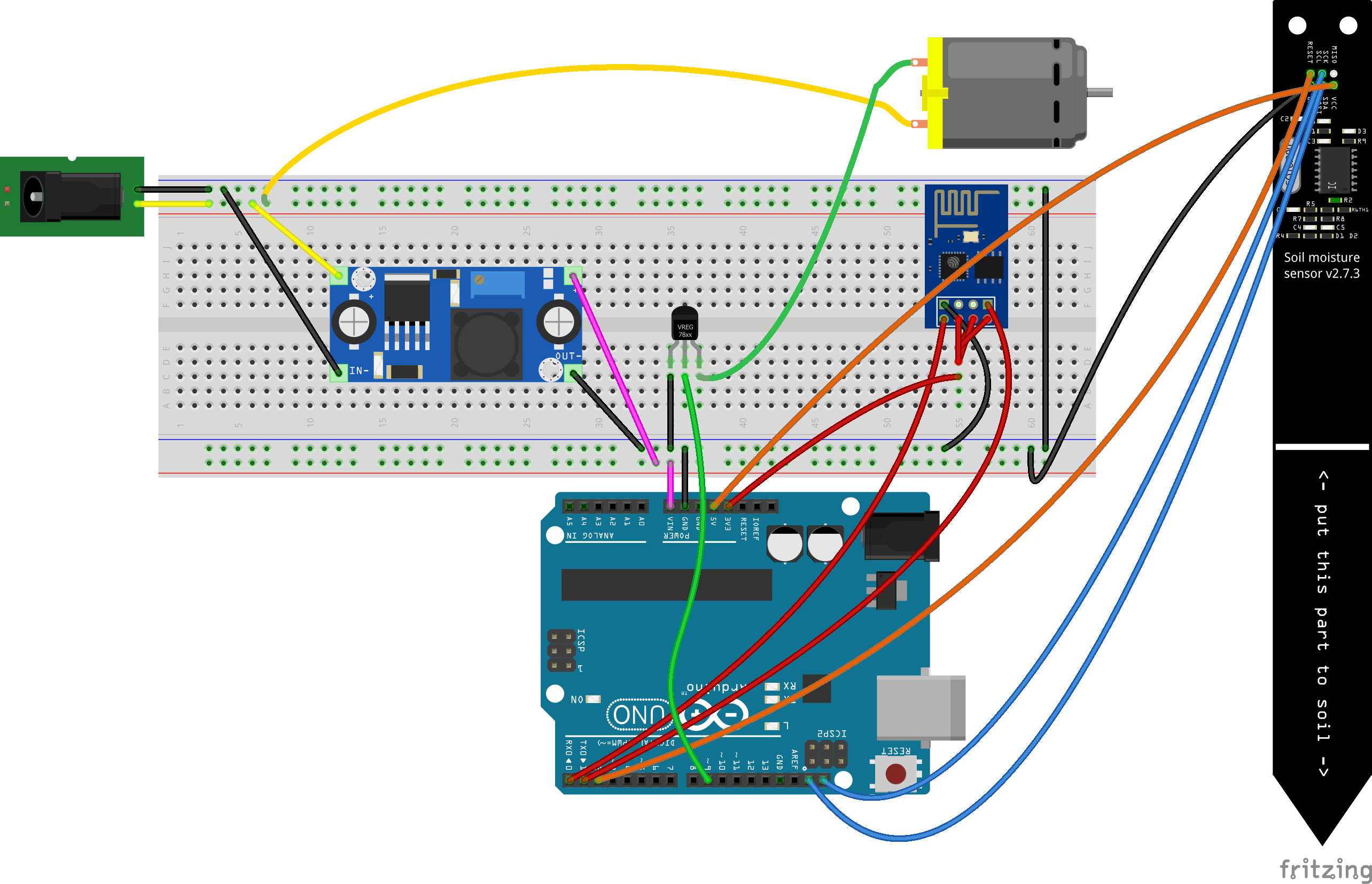 LM2596 testing breadboard setup