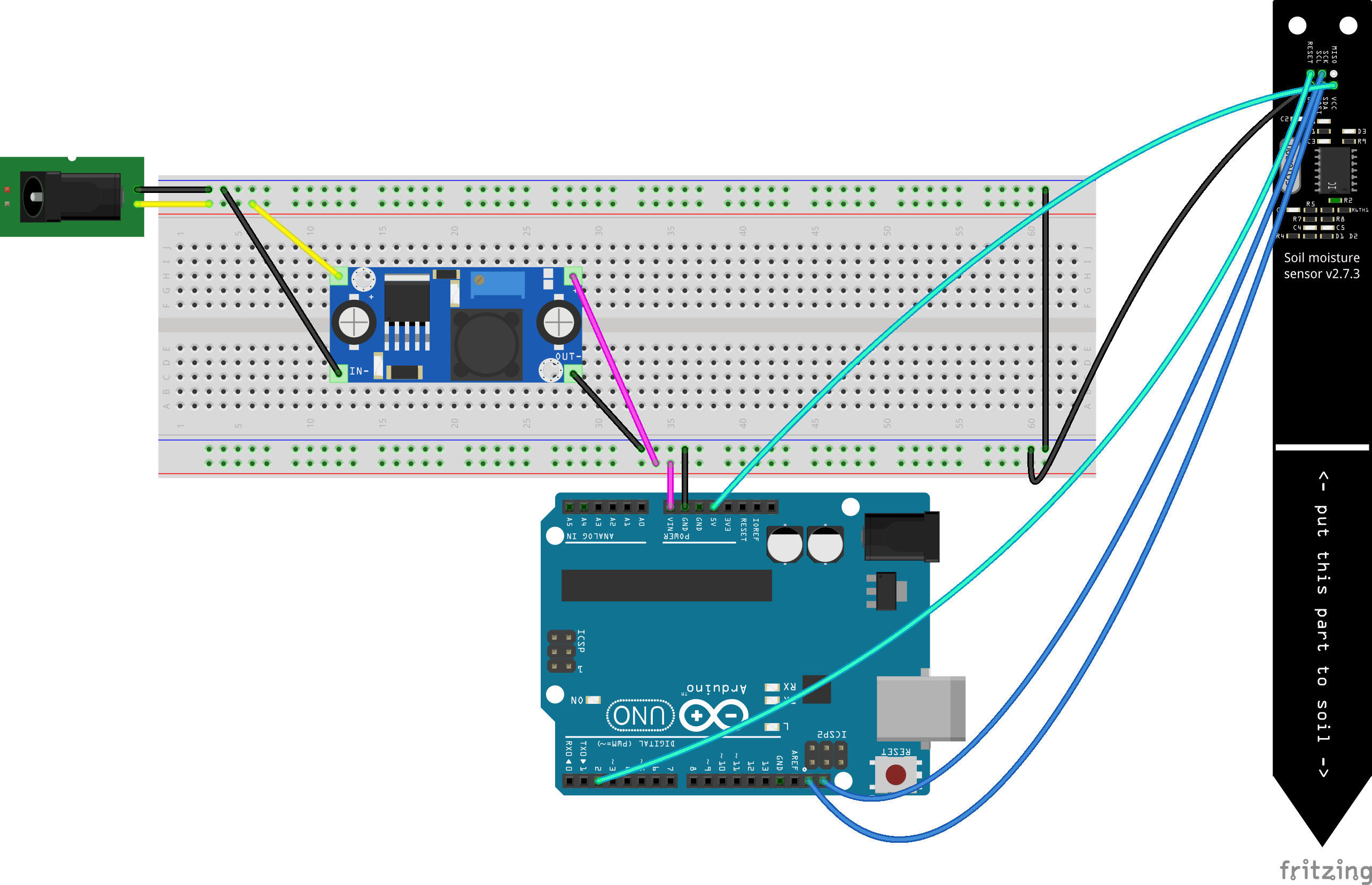 LM2596 testing breadboard setup