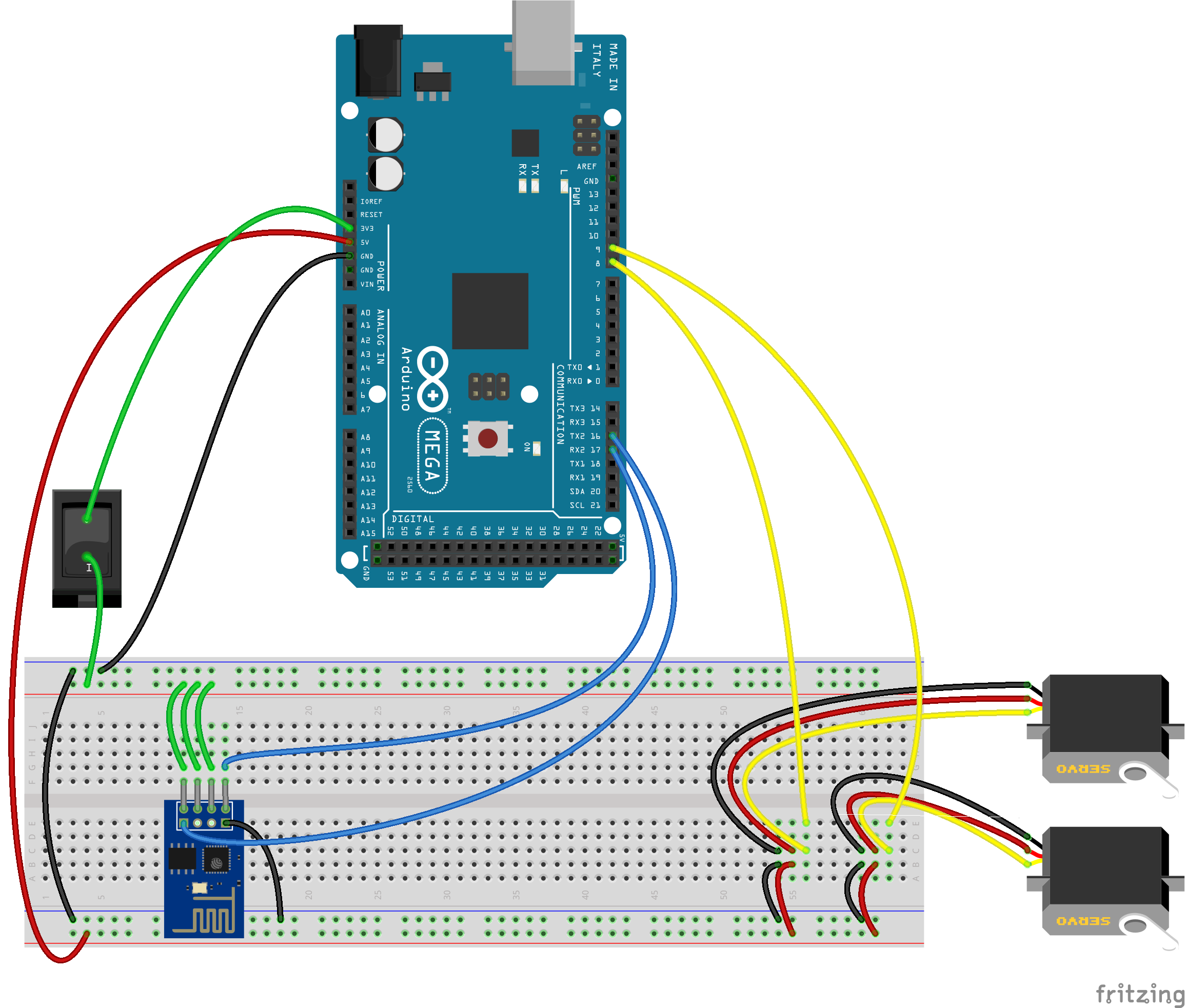 Echo Blinds breadboard prototype diagram